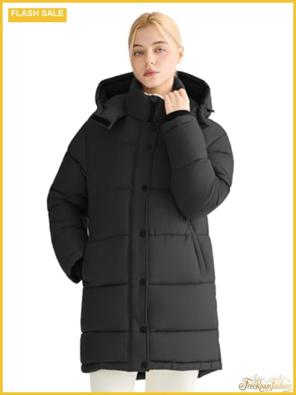 Women's Hooded Quilted Puffer Jacket Long Winter Coat Windproof